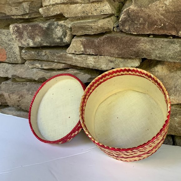 3 Box Set Baskets Red Stacking Graduated Dog Motif Boho Storage Decor Organizing - Picture 11 of 16